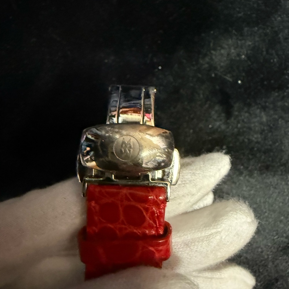 MICHELE Deco 18mm Watch Alligator Cuff Band RED. Rare! - Picture 5 of 7